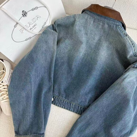 Prada Denim Jacket with Brown Collar - Picture 6 of 8